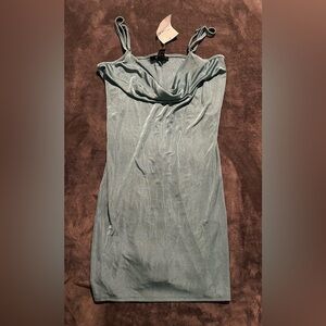 Elegant Draped Teal Dress